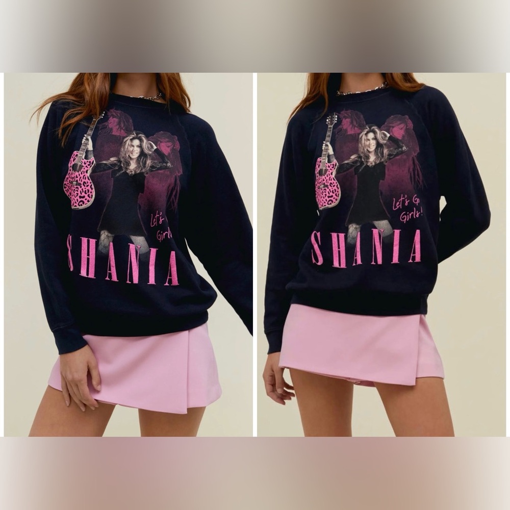 NWT Daydreamer Shania Twain Leopard Guitar Vintage Sweatshirt Vintage Black - XS
